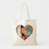 Unity Heart Diverse Faces Line Art Diversity  Tote Bag (Voorkant)