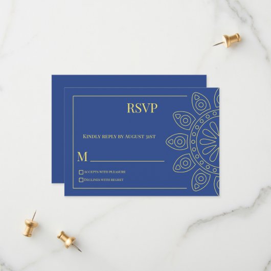 Unity in Bloom Blue Response Card Save The Date (Voorkant / Achterkant in situ)