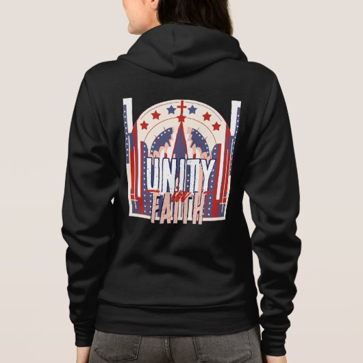 Unity in Faith: een patriottisch denim jasje voor  Hoodie (Achterkant)