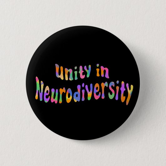 Unity in Neurodiversity Rainbow Typography Zwart Ronde Button 5,7 Cm (Voorkant)