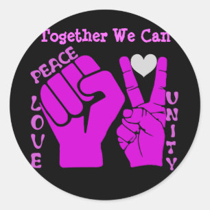 Unity, Love & Peace, Togetherness_ Ronde Sticker