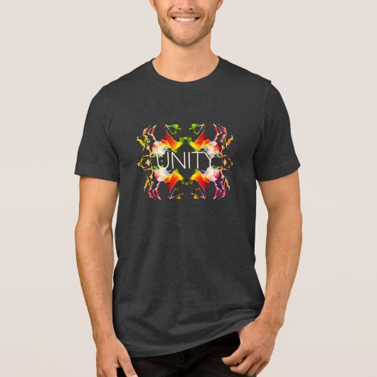 "Unity" Mandala Red Yellow White Green Design Tri-Blend Shirt (Voorkant)