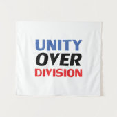"Unity over Division" Blauw Rood Wit Zwart Wandkleed (Voorkant (horizontaal))