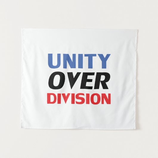 "Unity over Division" Blauw Rood Wit Zwart Wandkleed (Voorkant (horizontaal))