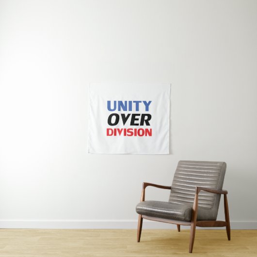 "Unity over Division" Blauw Rood Wit Zwart Wandkleed (In Situ (horizontaal))