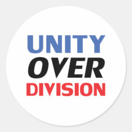 "Unity over Division" blauw rood zwart wit Ronde Sticker