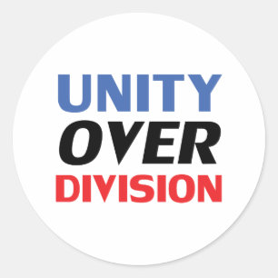 "Unity over Division" blauw rood zwart wit Ronde Sticker