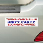 UNITY PARTY Trump Vance Tulsi Elon RFKJ Vivek Bumpersticker (Op auto)