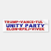 UNITY PARTY Trump Vance Tulsi Elon RFKJ Vivek Bumpersticker (Voorkant)