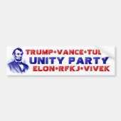 UNITY PARTY Trump Vance Tulsi Elon RFKJ Vivek Bumpersticker (Voorkant)