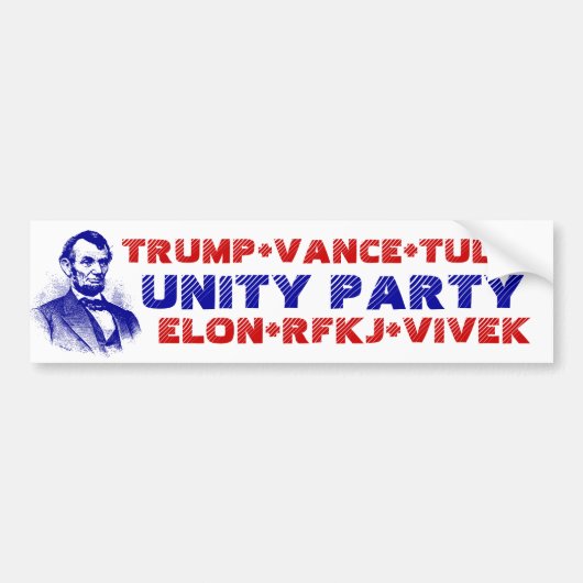 UNITY PARTY Trump Vance Tulsi Elon RFKJ Vivek Bumpersticker (Voorkant)