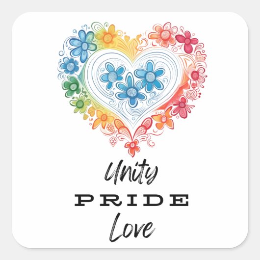 Unity Pride Liefde Vierkante Sticker (Voorkant)