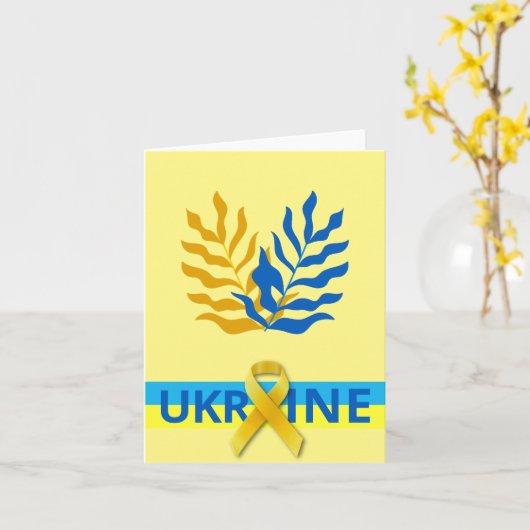 Unity Ribbon voor Oekraïense Vrede Kaart (Gele Bloem)