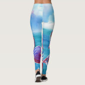 Unity roze blauwe feminine Whimsical Boho Art Leggings (Achterkant)