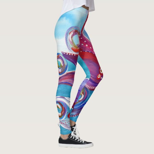 Unity roze blauwe feminine Whimsical Boho Art Leggings (Rechts)