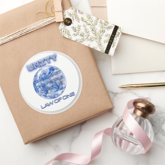 UNITY stickers. Planetaire EENHEIDSstickers Ronde Sticker (Geschenken)