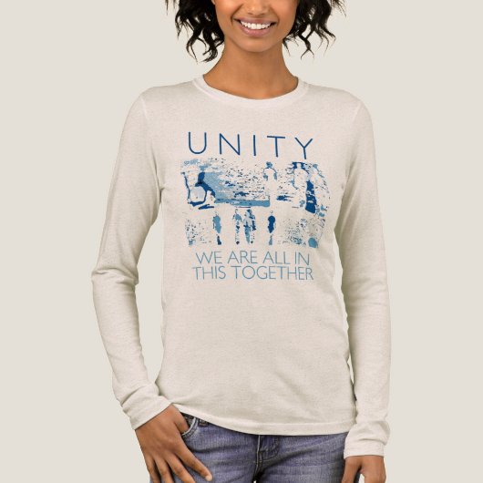 "Unity, Together" Inspirerend Donker Turkoois Tri-Blend Shirt (Voorkant)