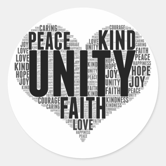 Unity WordCloud Be Kind Stop Pesten Oranje Eenheid Ronde Sticker (Voorkant)