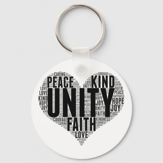 Unity WordCloud Be Kind Stop Pesten Oranje Eenheid Sleutelhanger (Voorkant)