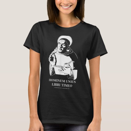 Unius Libri Philosopher Thomas Aquinas Quote T-shirt (Voorkant)