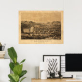 Univ of Virginia 1856 Antiek Panoramic Map Poster (Thuiskantoor)