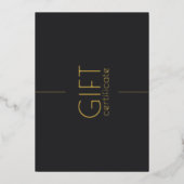 Universal Black Gold Minimalist Cadeaubon Folie Feestdagenkaart (Voorkant)