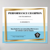 Universal employee recognition award certificate poster (Voorkant)