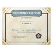 Universal employoee performance award certificates notitieblok (Voorkant)