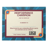 Universal employoee performance award certificates notitieblok (Voorkant)