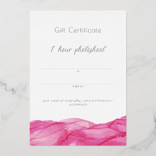 Universal Feminine Gold Pink Cadeaubon Folie Feestdagenkaart (Achterkant)