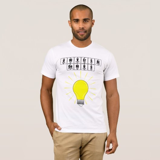 UNiVErSAl GeNiUS - Zwarte tekst T-shirt (Voorkant volledig)