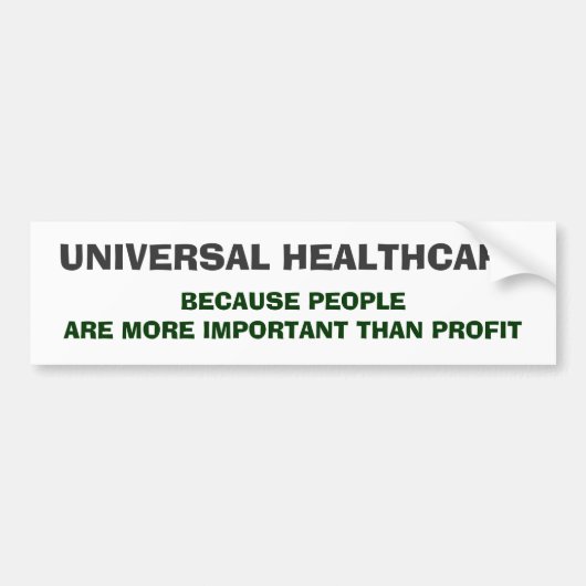 Universal HealthCare Bumpersticker (Voorkant)
