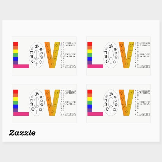 Universal Love Rechthoekige Sticker (Vel)