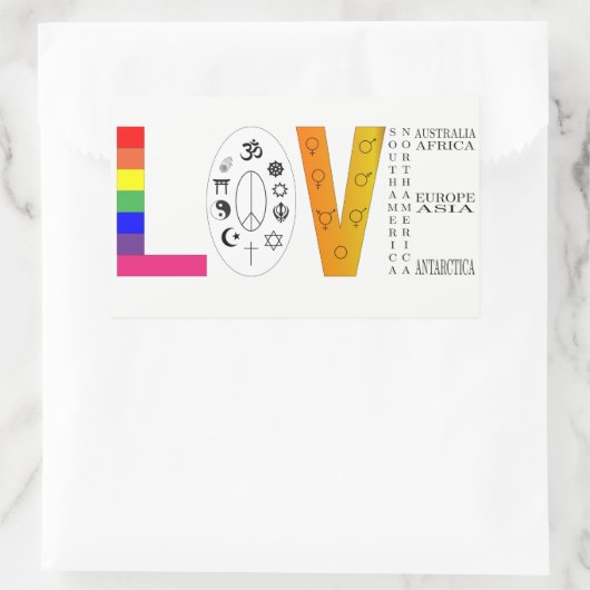 Universal Love Rechthoekige Sticker (Tas)