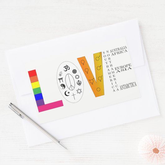 Universal Love Rechthoekige Sticker (Envelop)