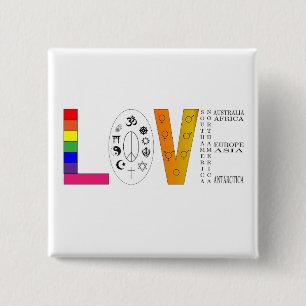 Universal Love Vierkante Button 5,1 Cm