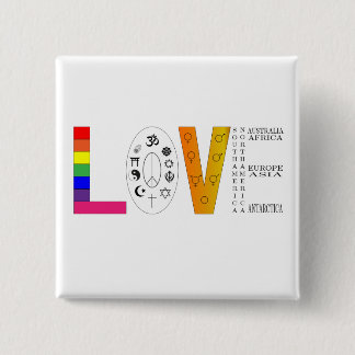 Universal Love Vierkante Button 5,1 Cm