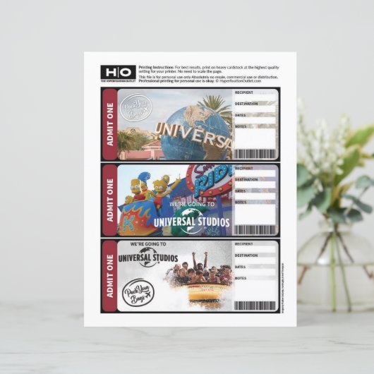 Universal Mock Ticket voor reizen en evenementen (Staand voorkant)