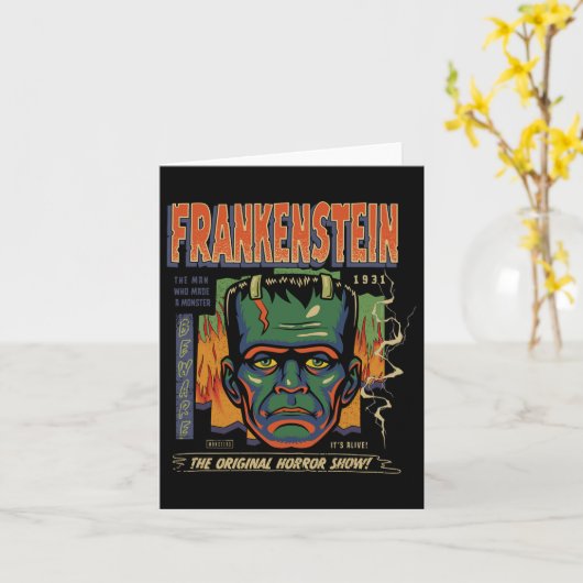 Universal Monsters Frankenstein  Halloween Kaart (Gele Bloem)
