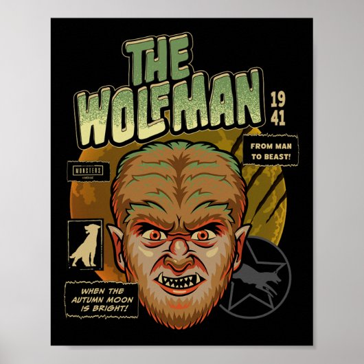 Universal Monsters The Wolf Man  Halloween Poster (Voorkant)