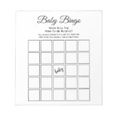 Universal White Baby shower Bingo Party Game Notitieblok (Voorkant)