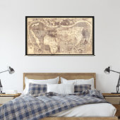 Universalis Cosmographia door M. Waldseemuller 150 Canvas Afdruk (Insitu (Slaapkamer))