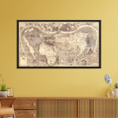 Universalis Cosmographia door M. Waldseemuller 150 Canvas Afdruk (Insitu (Woonkamer))