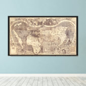 Universalis Cosmographia door M. Waldseemuller 150 Canvas Afdruk (Insitu (Houten vloer))