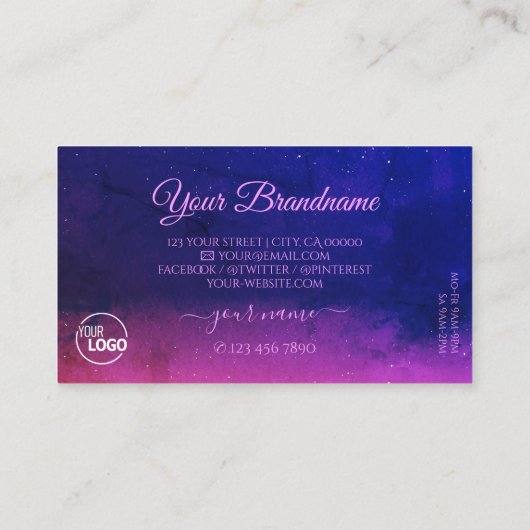 Universe Black Blue Roze Sparkle Diamonds voegt Lo Visitekaartje (Achterkant)