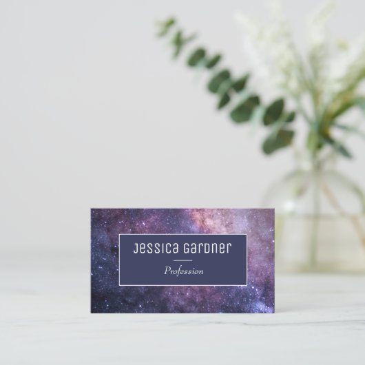Universe Cosmic Galaxy Dark Paarse Elegant Modern Visitekaartje (Staand voorkant)