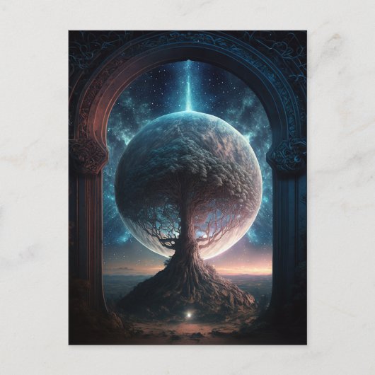Universe Cosmic Tree Surreal Fantasy Art Briefkaart (Voorkant)