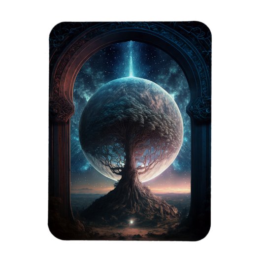 Universe Cosmic Tree Surreal Fantasy Art Magneet (Verticaal)