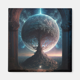 Universe Cosmic Tree Surreal Fantasy Art Magneet