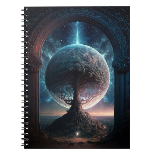 Universe Cosmic Tree Surreal Fantasy Art Notitieboek (Voorkant)